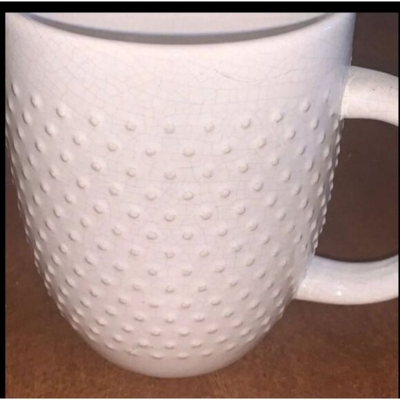 Set Of 3 Assorted White Ceramic Coffee Mugs With Textured & Smooth Designs - Picture 5 of 16